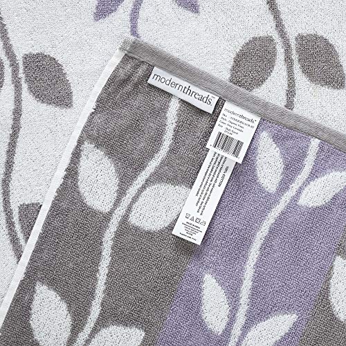 Modern Threads Amrapur Overseas 6-Piece Yarn Dyed Organic Vines Jacquard/Solid Ultra Soft 500GSM 100% Combed Cotton Towel Set [Grey Lavender]