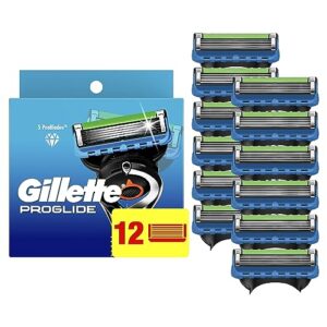 gillette proglide razor refills for men, 12 razor blade refills