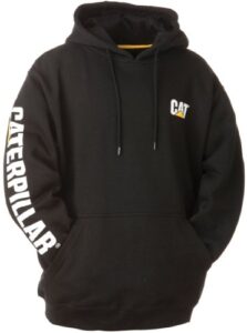 caterpillar men's trademark banner hooded sweatshirt (regular and big & tall sizes), black, small