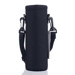 aupet water bottle carrier,pure black 500ml water sport bottle cover pouch insulated soft sleeve holder case +shoulder strap