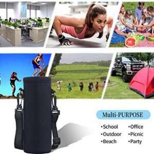 AUPET Water Bottle Carrier,Pure Black 500ML Water Sport Bottle Cover Pouch Insulated Soft Sleeve Holder Case +Shoulder Strap