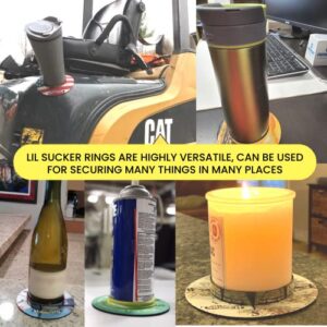 Lil Sucker Slogan Suction Ring Cup Holders, 4 Pack, Drink Secure Coasters, Non-Tipping, Anti-Spill Beverage Companions, Ideal for SUP's Boats Trucks RVs ATV's Vans Outdoor & Home