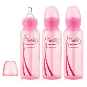 dr. brown's baby bottles options 8 ounce 3 pack - pink