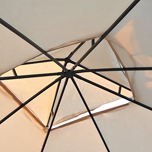 Outsunny 10' x 10' Patio Gazebo with Corner Frame Shelves, Double Roof Outdoor Gazebo Canopy Shelter with Netting, for Patio, Wedding, Catering & Events, Cream White