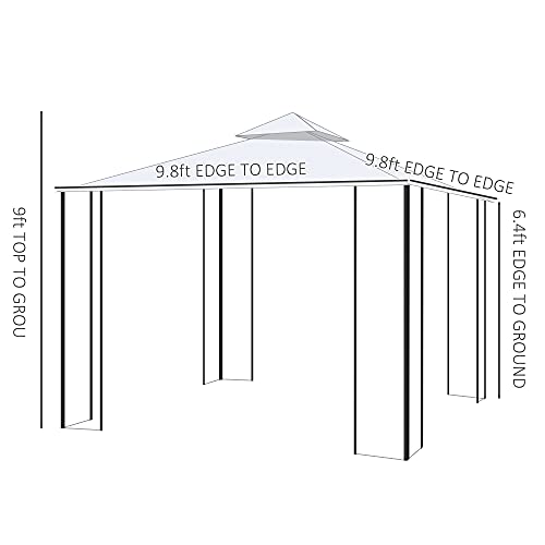 Outsunny 10' x 10' Patio Gazebo with Corner Frame Shelves, Double Roof Outdoor Gazebo Canopy Shelter with Netting, for Patio, Wedding, Catering & Events, Cream White