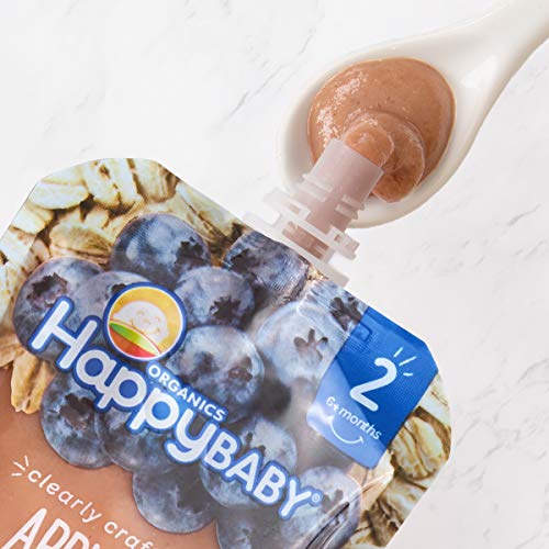 Happy Baby Organics Clearly Crafted Stage 2 Baby Food, Apples, Blueberries and Oats, 4 Ounce (8 Count)
