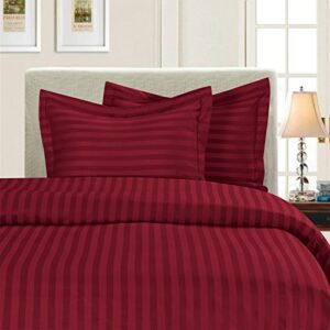elegant comfort best, softest, coziest 3-piece duvet cover sets! - 1500 thread count egyptian quality luxurious wrinkle resistant 3-piece damask stripe duvet cover set, full/queen, burgundy