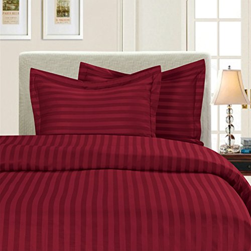 Elegant Comfort Best, Softest, Coziest 3-Piece Duvet Cover Sets! - 1500 Thread Count Egyptian Quality Luxurious Wrinkle Resistant 3-Piece Damask Stripe Duvet Cover Set, Full/Queen, Burgundy