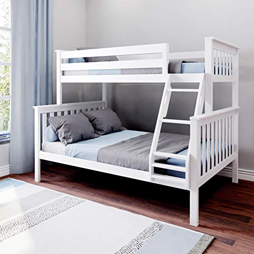 Max & Lily Bunk Bed, Twin-Over-Full Wood Bed Frame For Kids, White