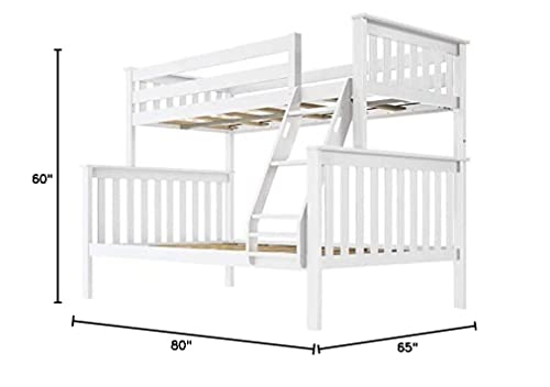 Max & Lily Bunk Bed, Twin-Over-Full Wood Bed Frame For Kids, White