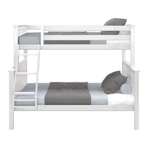 Max & Lily Bunk Bed, Twin-Over-Full Wood Bed Frame For Kids, White