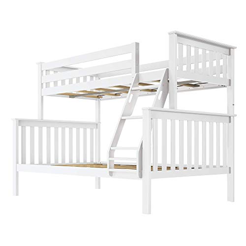 Max & Lily Bunk Bed, Twin-Over-Full Wood Bed Frame For Kids, White