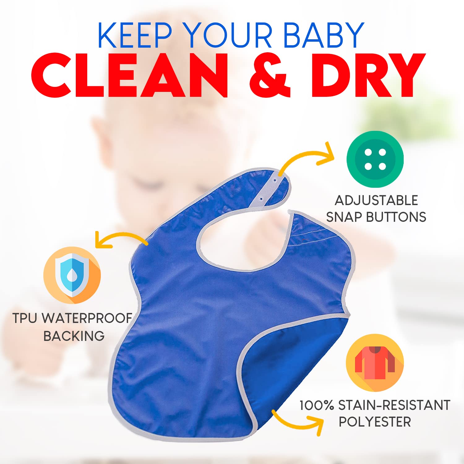 Toppy Toddler Extra Large Waterproof Bibs Premium Baby and Toddler Bib 4-Pack Gift Set, Double Snap Buttons, Cute Designs for Girls