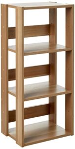 iris ohyama usa 3 tier open bookshelf bookcase for small spaces, farmhouse bedroom, office, living room, indoor shelf for home décor, books, plants and more, 16 inch, med, natural