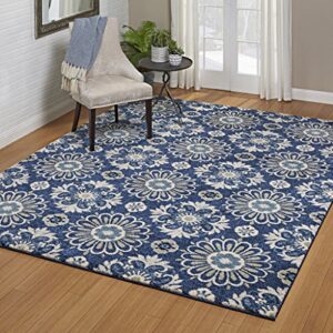 drexel heritage contemporary rug 1" thick artdeco striking floral medallions dense area rugs 5x7, paris, blue