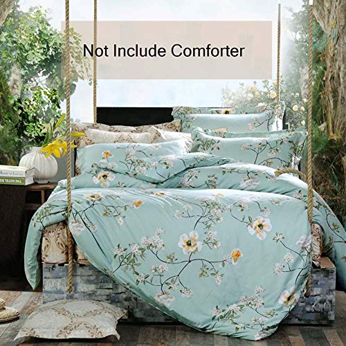 Nanko Bedding Duvet Cover Set Queen, 3 Pieces – 800-Thread Floral Microfiber Down Comforter Quilt Cover Zipper & Tie for Women & Men’s Bedroom, Luxury Guestroom Decor -Teal