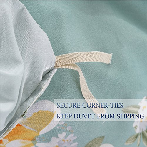 Nanko Bedding Duvet Cover Set Queen, 3 Pieces – 800-Thread Floral Microfiber Down Comforter Quilt Cover Zipper & Tie for Women & Men’s Bedroom, Luxury Guestroom Decor -Teal