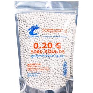 Airsoft BBS 0.20g 5000 Rounds, Match Grade High Precision BB, Plastic 0.20 Gram 6mm BBS with Airsoft Speed Loader (100 Rounds Capacity) Quick Loader for Airsoft Magazine