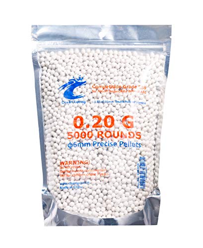 Airsoft BBS 0.20g 5000 Rounds, Match Grade High Precision BB, Plastic 0.20 Gram 6mm BBS with Airsoft Speed Loader (100 Rounds Capacity) Quick Loader for Airsoft Magazine