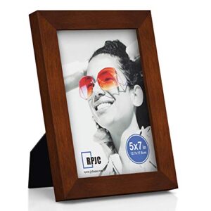 rpjc 5x7 picture frames made of solid wood high definition glass for table top display and wall mounting photo frame brown