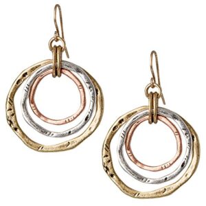 3 Circle Boho Antiqued 3 Tone Earrings for Women | SPUNKYsoul Collection