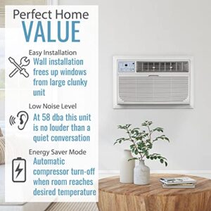 Keystone 10,000 BTU 230V Wall Mounted Air Conditioner & Heater with Dehumidifier Function - Quiet Wall AC & Heater Combo with Remote Control for Small & Medium Sized Rooms up to 450 Sq.Ft.