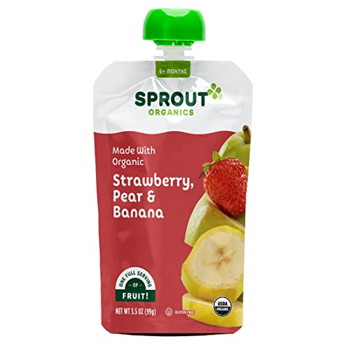 Sprout Strawberry Pear Banana Organic Baby Food 3.5 oz Pack of 12