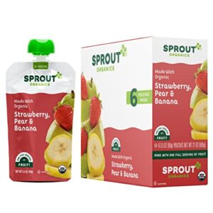 Sprout Strawberry Pear Banana Organic Baby Food 3.5 oz Pack of 12