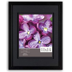 gallery solutions 11x14 black wood wall frame with double black mat for 8x10 image