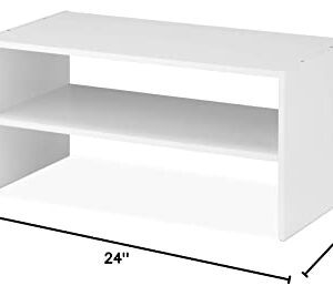 Whitmor Wood Stackable 2-Shelf Shoe Rack, White, 24 inches