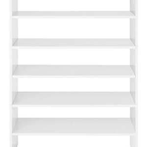 Whitmor Wood Stackable 2-Shelf Shoe Rack, White, 24 inches