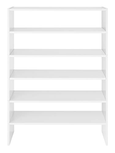 Whitmor Wood Stackable 2-Shelf Shoe Rack, White, 24 inches