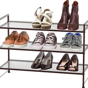 Simple Houseware 3-Tier Stackable Utility Shoes Organizer Rack, Bronze