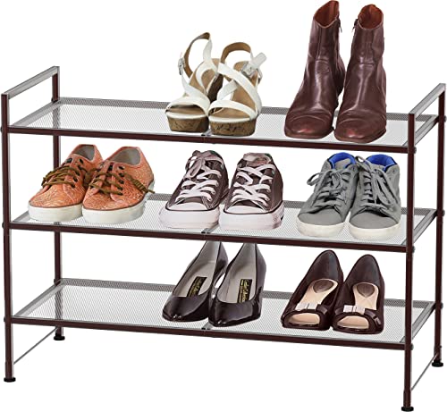 Simple Houseware 3-Tier Stackable Utility Shoes Organizer Rack, Bronze