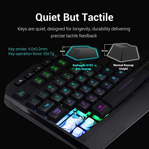 Redragon S101 Wired RGB Backlit Gaming Keyboard and Mouse, Gaming Mouse Pad, Gaming Headset Combo All in 1 PC Gamer Bundle for Windows PC – (Black)