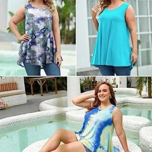 LARACE Tank Tops for Women Plus Size Sleevelss Tunic Casual Summer Clothes Swing Shirts for Leggings (2X, Black)