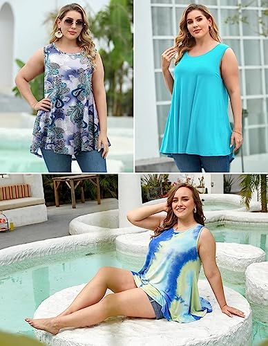 LARACE Tank Tops for Women Plus Size Sleevelss Tunic Casual Summer Clothes Swing Shirts for Leggings (2X, Black)