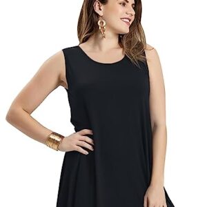 LARACE Tank Tops for Women Plus Size Sleevelss Tunic Casual Summer Clothes Swing Shirts for Leggings (2X, Black)