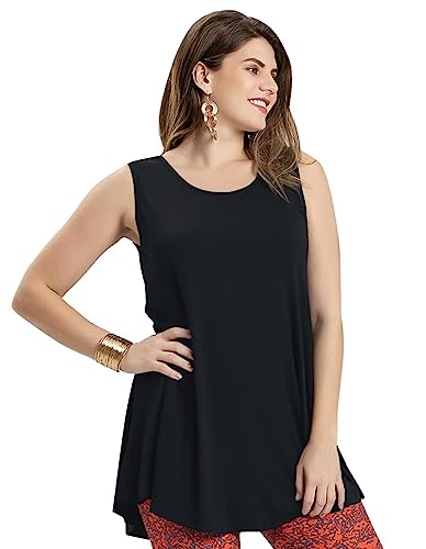 LARACE Tank Tops for Women Plus Size Sleevelss Tunic Casual Summer Clothes Swing Shirts for Leggings (2X, Black)