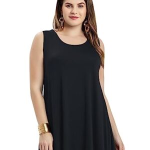 LARACE Tank Tops for Women Plus Size Sleevelss Tunic Casual Summer Clothes Swing Shirts for Leggings (2X, Black)