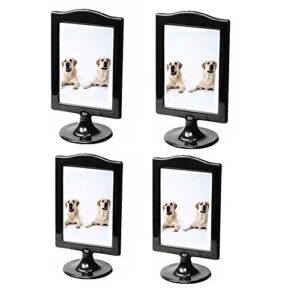 leoyoubei 4x6 inch double sided standing picture frames, pack of 4 black pedestal photo frame with inserts and base, 2 sided frame for vertical display postcards,tickets,family photo frame