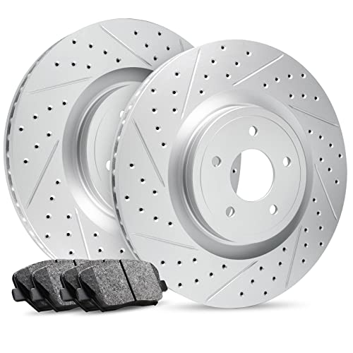 R1 Concepts Front Brakes and Rotors Kit |Front Brake Pads| Brake Rotors and Pads| Ceramic Brake Pads and Rotors |fits 2009-2011 Mercury Mariner, 2009-2012 Ford Escape, 2011 Mazda Tribute