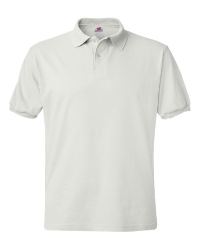 Hanes by Cotton-Blend Jersey Men's Polo_White_L