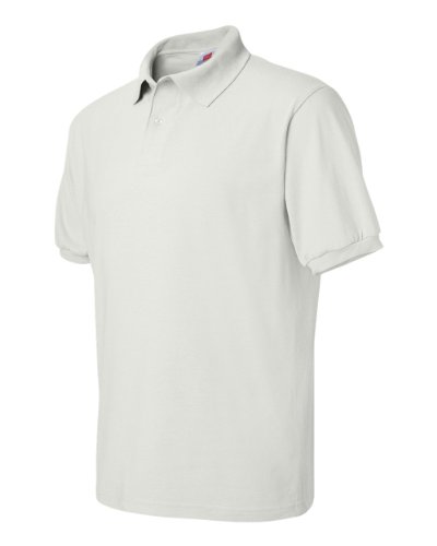 Hanes by Cotton-Blend Jersey Men's Polo_White_L