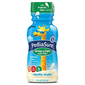 pediasure grow & gain with fiber nutrition shake for kids, vanilla, 8 fl oz