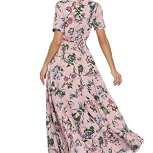 VintageClothing Women's Floral Print Maxi Dresses Boho Button Up Split Beach Party Dress,Pale Dogwood,X-Large