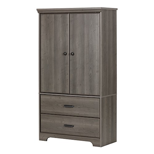 South Shore Versa 2-Door Armoire with Drawers, Gray Maple