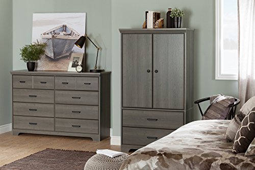 South Shore Versa 2-Door Armoire with Drawers, Gray Maple