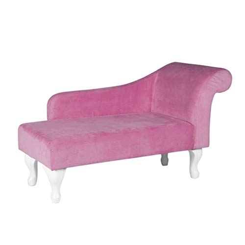 HomePop Youth Chaise Lounge, Pink Velvet