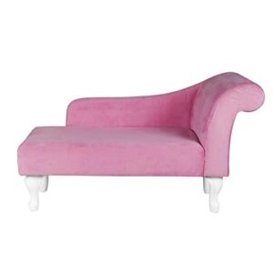 HomePop Youth Chaise Lounge, Pink Velvet